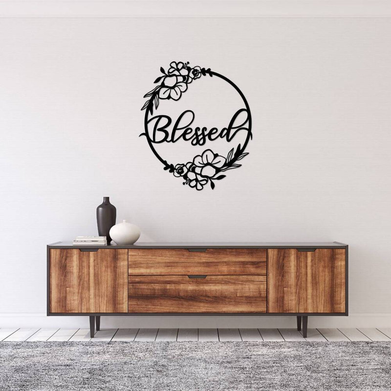 Art mural en métal Blessed, Argent