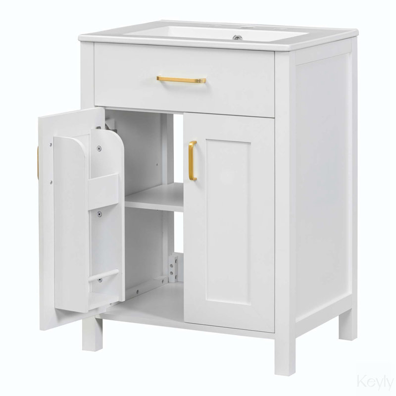 Meuble-lavabo simple 24,2 po avec comptoir en céramique Sibylle