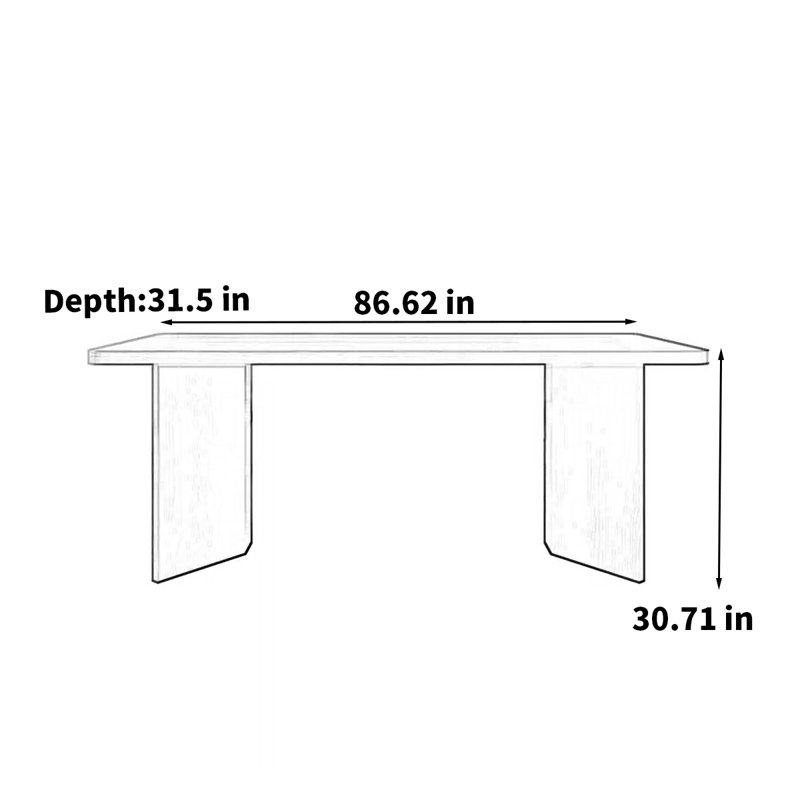 Table de salle à manger rectangulaire, H 30,71 po x L 86,62 po x l 31,5 po