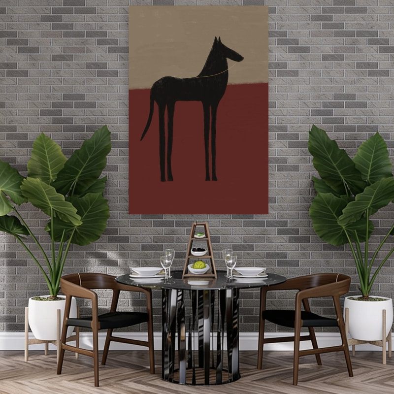 Art abstrait abstrait cheval noir minimaliste