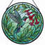 Panneau de vitrail à motif floral Colibri ， H 12 po-1339342139