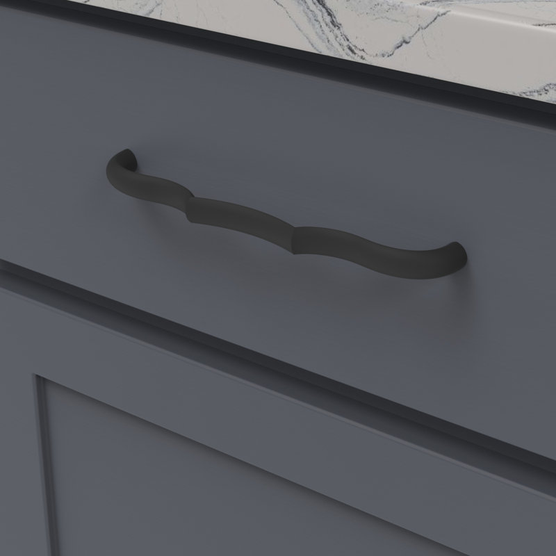 Poignée à poignée Trellis Collection - 7-9 / 16 "Poignée d'armoire centre à centre noir mat - Quincaillerie traditionnelle pour tiroirs et armoires