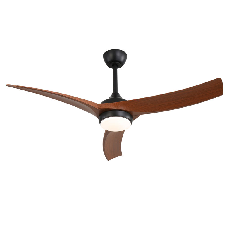 Ventilateur de plafond noir 52 pouces avec 3 pales en grain de bois foncé et télécommande à intensité variable et minuterie 1H / 4H / 8H