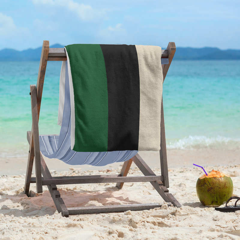 Lightweight Beach Towel, Green/Black/Cream