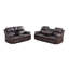 Ensemble de canapé inclinable 3 pièces brun semi-PU et PVC avec rangement et table basse réversible