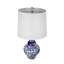 Lampe de vase ronde en céramique bleue et blanche D14x27,6 "