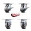 4 Inch Thermoplastic Caster Set with Ball Bearing 2 Brakes and 2 Rigid SCC