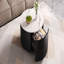Table basse ronde moderne mobile avec roulettes, 2 tiroirs, plateau en marbre fritté à motif marbré-1720338270