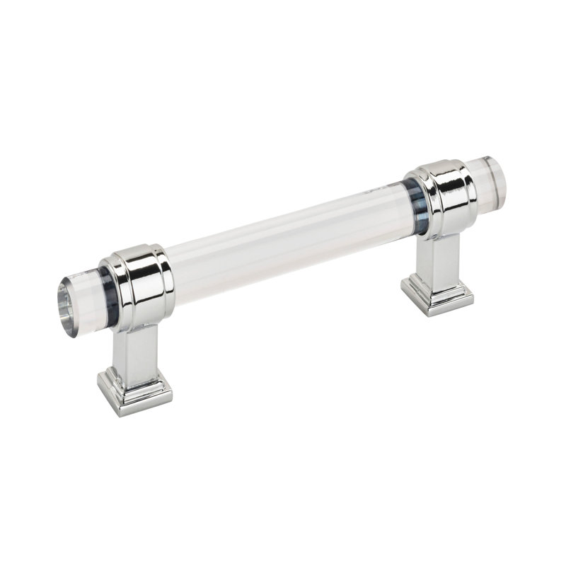 Amerock Glacio Bar Pull, 3 3/4", Clear/Polished Chrome