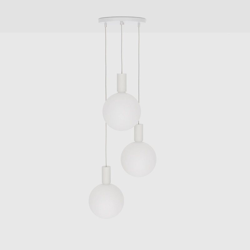 Triple suspension blanche et auvent blanc avec 3 ampoules sphériques V