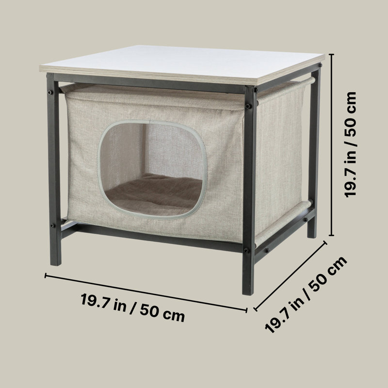 Ensemble de maison pour chat, table d'appoint et table de chevet pour chat avec cachette pour chat Trixie Emmie, Gris
