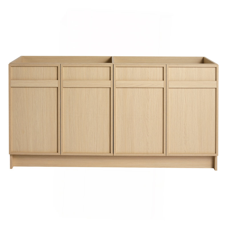 Meuble-lavabo autoportant 60 po et 4 portes d'armoire à fermeture en douceur (emballage KD) - sans le lavabo, 59"