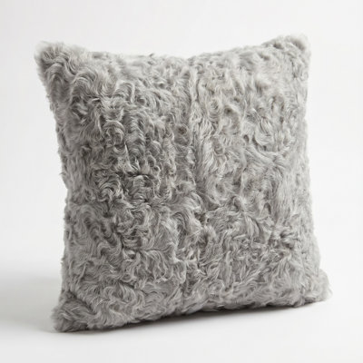 Curly Kalgan Lambskin Throw Pillow with Feather Down Insert