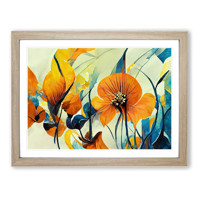 Flowers - Framed Print, 34cm H x 46cm W, Oak Framed