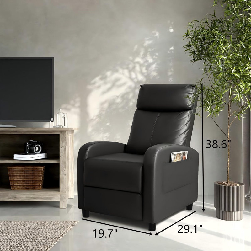 Fauteuil inclinable en cuir PU, canapé inclinable réglable avec support lombaire, siège de cinéma maison simple pour le salon