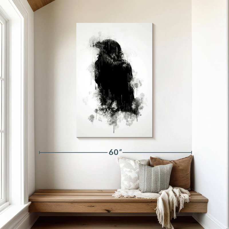 Brampt Crow Raven Black And White, 45" H x 30" W