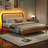 Bed With Led Light And Rattan Headboard-2076450898