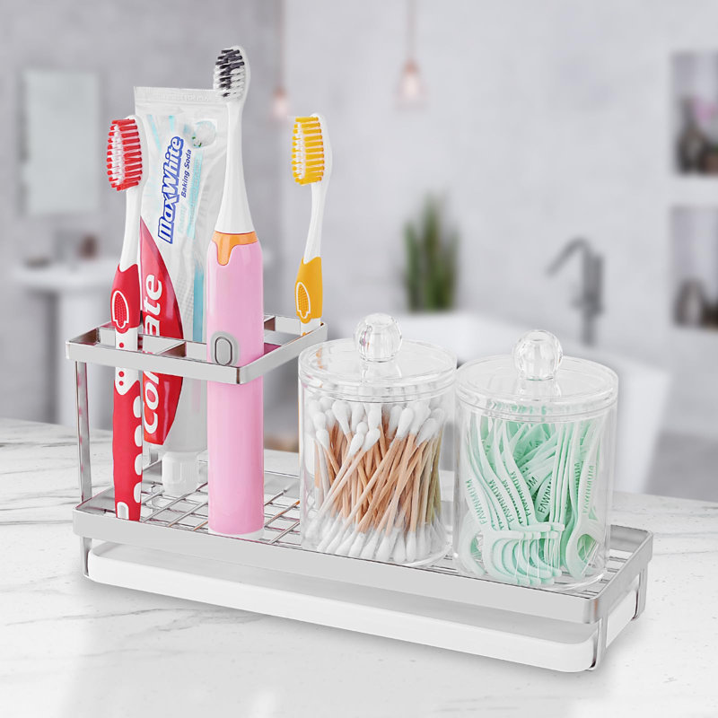Porte-éponge pour évier de cuisine, support pour évier en acier inoxydable avec porte-brosse haut, distributeur de savon argenté et plateau de drain