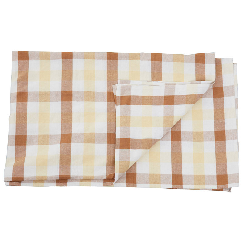 --- Rectangular Tartan Tablecloth, Brown