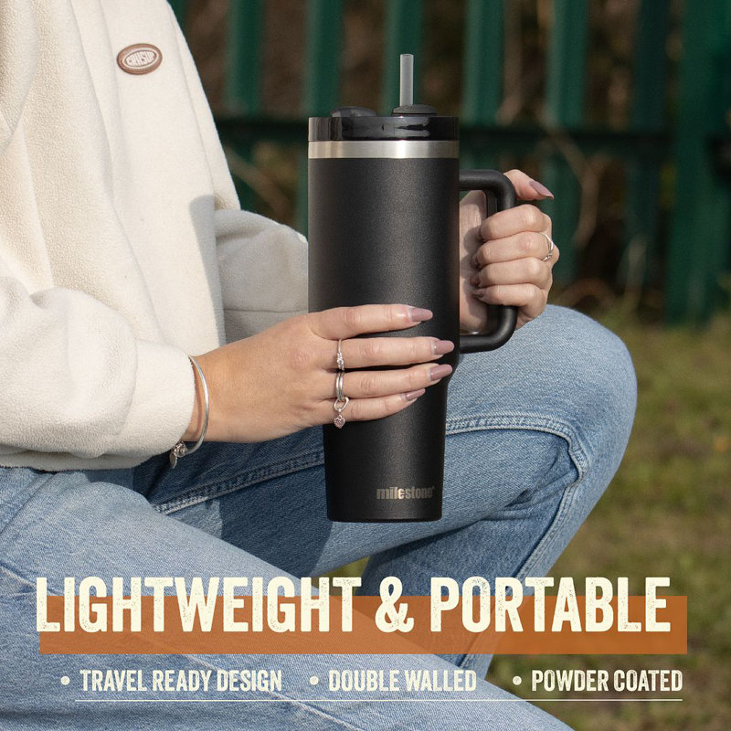 Milestone 1200ml Double Wall Insulated Stainless Steel, Charcoal