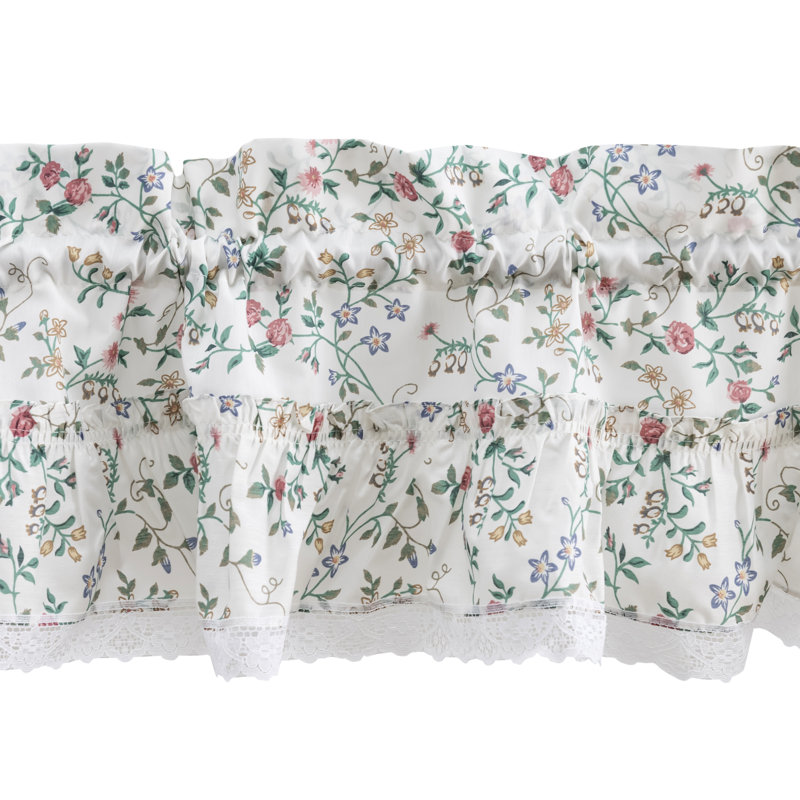 Ellis Country Floral White and Multicolor Rod Pocket Valance 52"x12"