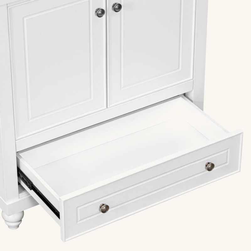 White 30" Freestanding Bathroom Vanity with Drawer and Doors