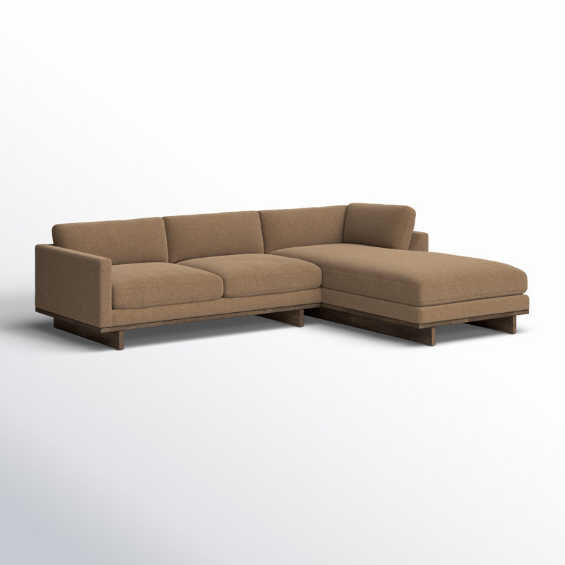 Menades Upholstered L-Shaped Sectional, Right Hand Facing, 32" H x 125" W x 70" D, Antwerp Cafe Linen Blend
