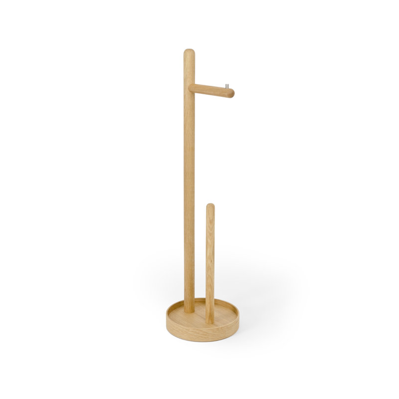 Frankowski Free Standing Toilet Paper Holder, Natural Oak