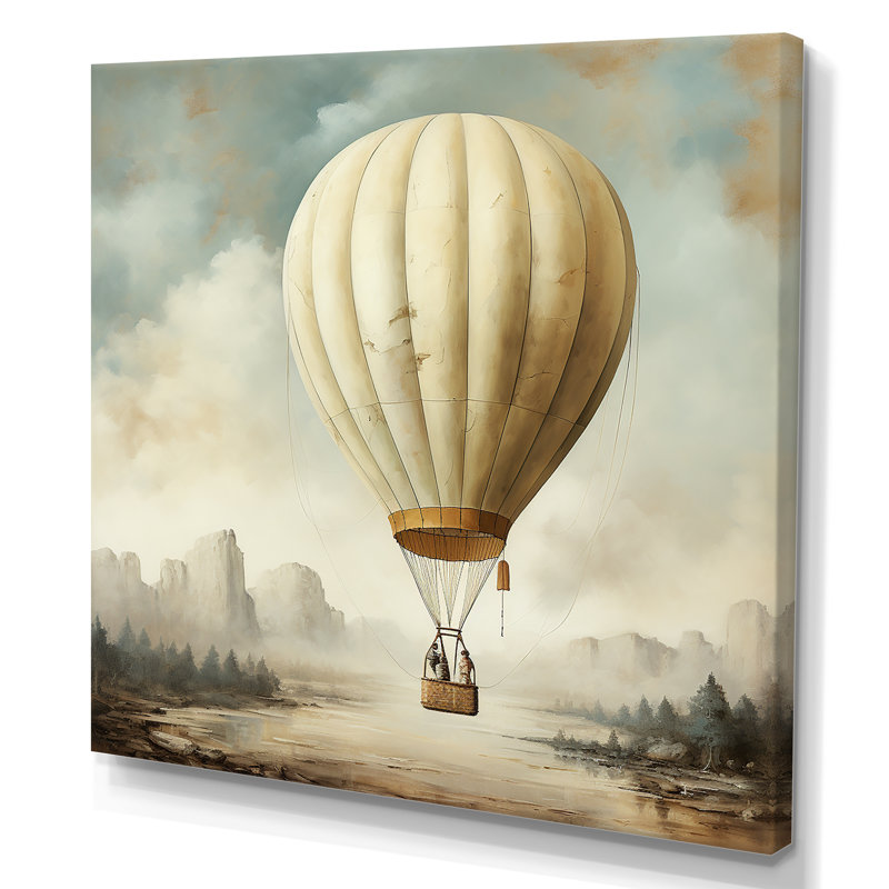Art contemporain en montgolfière, 16" H x 16" W x 1" D, Toile tendue