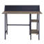 Bureau d'écriture rustique en chêne et noir à 2 tablettes avec base en forme de H