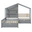 Lit simple simple avec canapé rembourré, lit maison avec station de charge - 78,9 po x 83,8 po x 66,8 po - Bois massif MDF - Lit - gris - avec tablettes et tiroirs