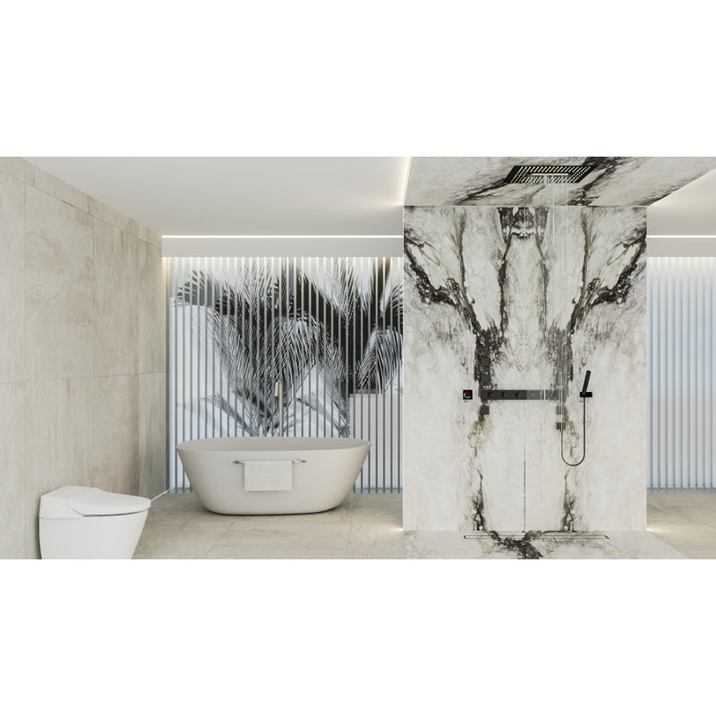 SPA- Ceiling flush mounted LED Multi Escape Spa Shower System Completed