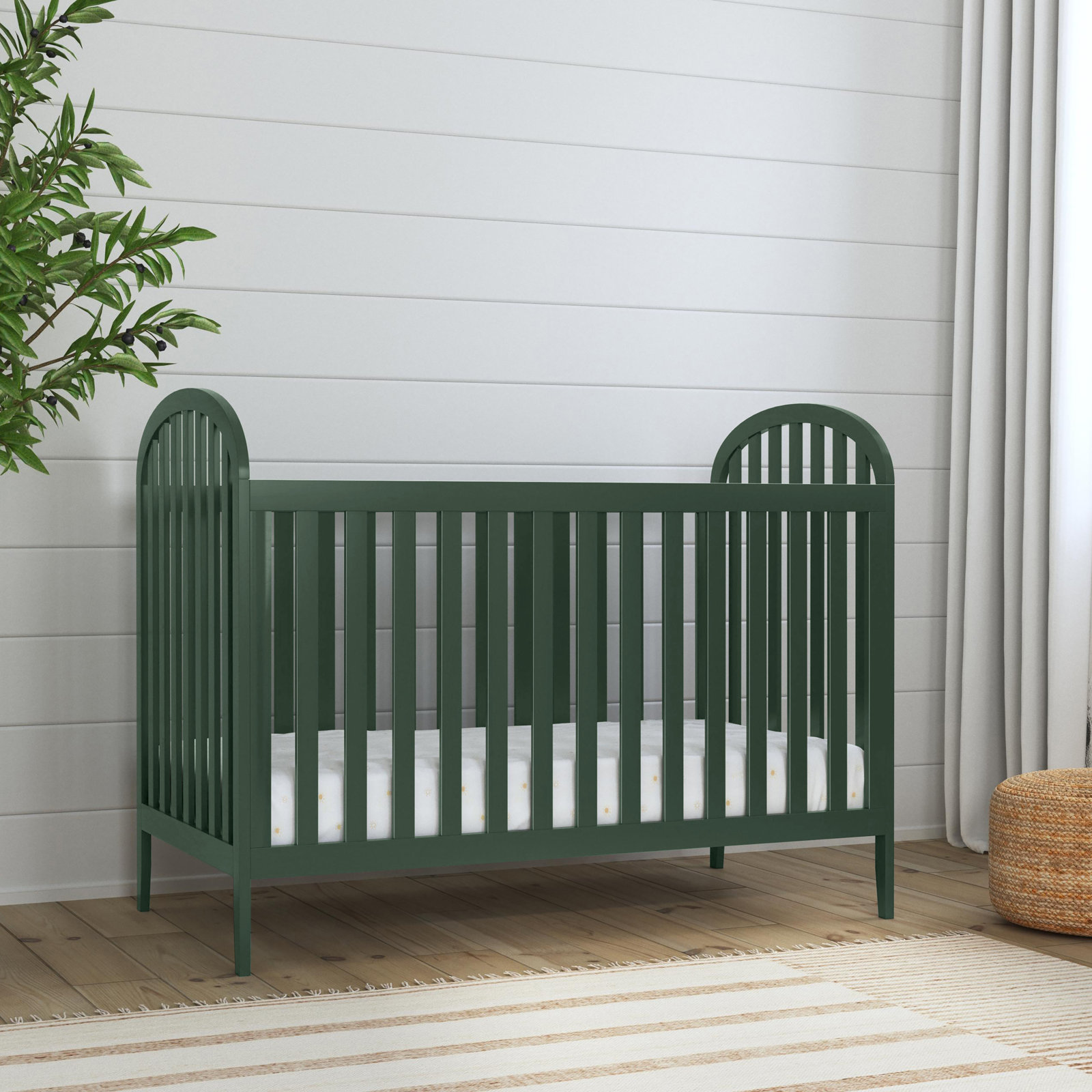 Beau Pine 3-in-1 Convertible Crib, Forest Green