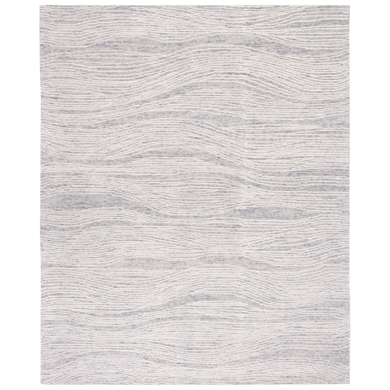 Wimmer Abstract Handmade Tufted Wool Ivory Area Rug, Rectangle 10' x 14'