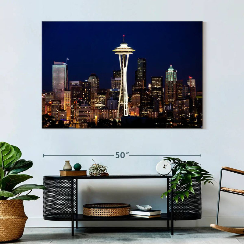 Ravi Seattle Night Cityscape, 34" H x 51" W