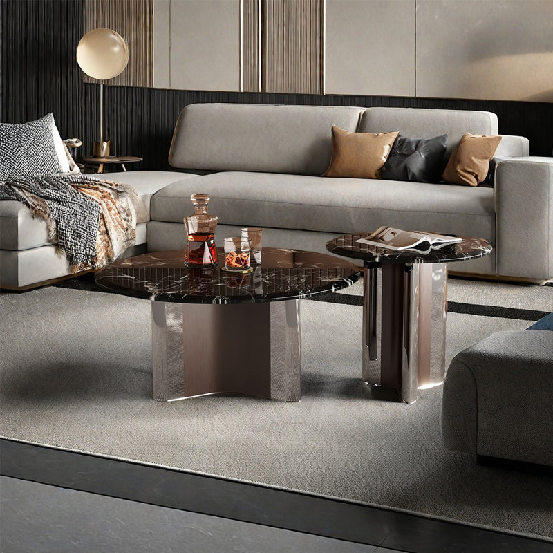 Modern round marble coffee table