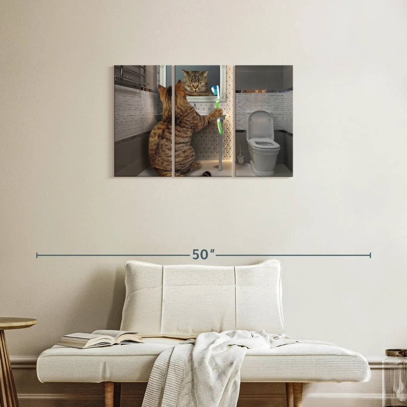 Ketti Cat With Toothbrush, 20" H x 33" W