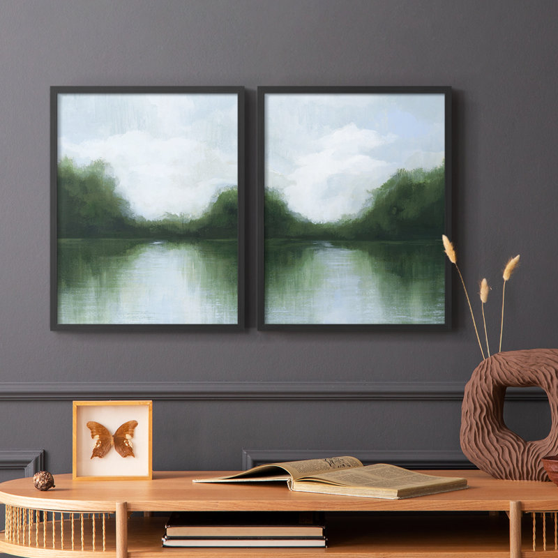 «Mossy Reflections I», reproduction encadrée de qualité supérieure - prête à être accrochée - aucun clou requis - aucun clou requis