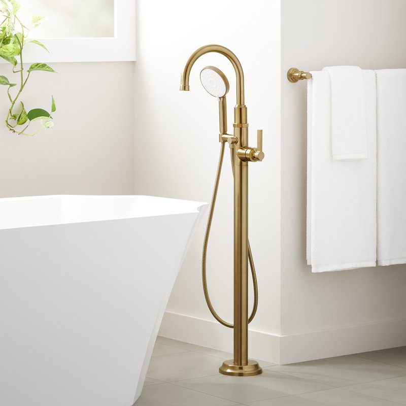 Robinet de baignoire autoportant Signature Valy Greyfield sans valve brute, Métal industriel