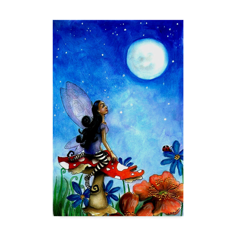 « fée on a toadstool », art sur toile, H 19 po x l 12 po x P 2 po