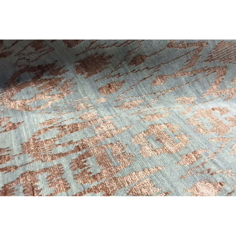 Hand-Knotted High-Quality Silver and Orange Area Rug