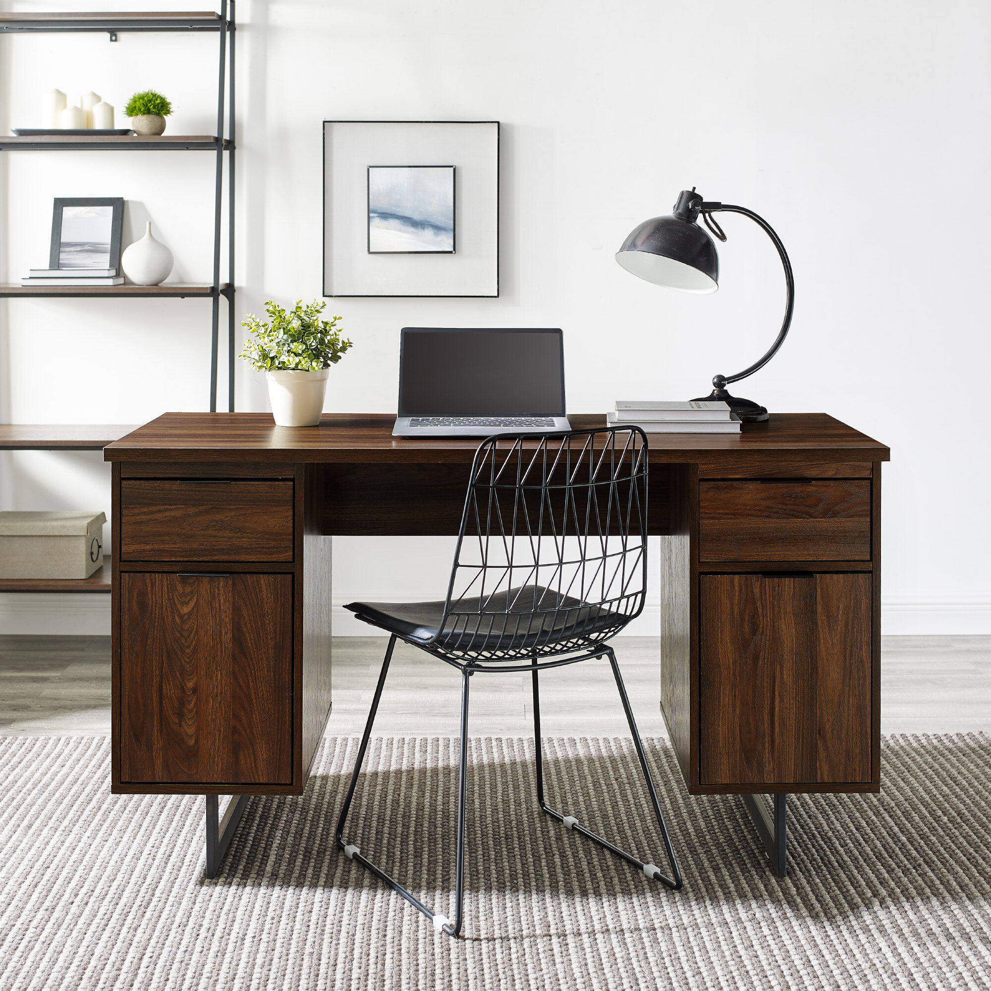 Latitude Run® Badarjahan Metal Base Computer Desk & Reviews | Wayfair