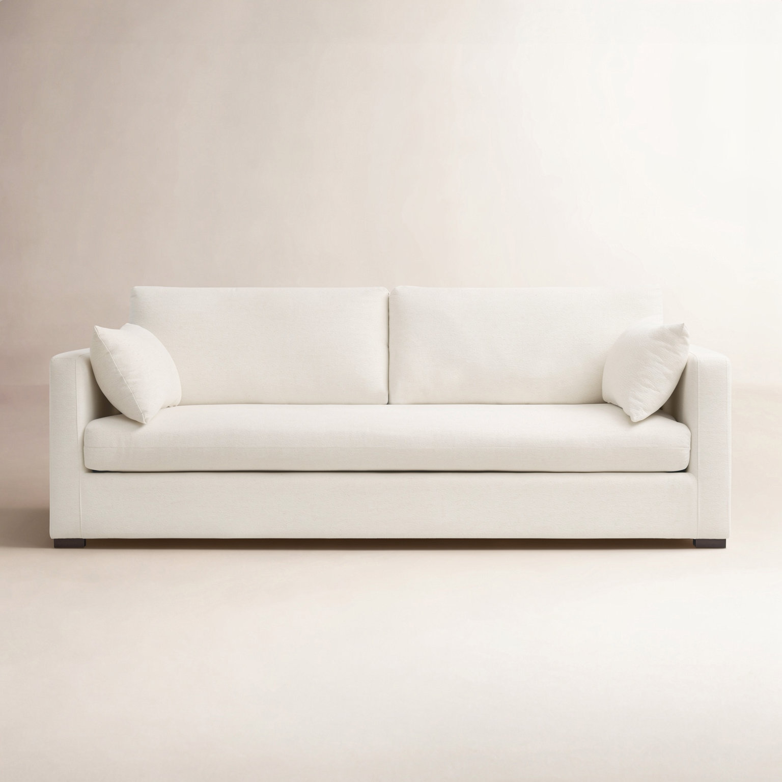 Haven 88" Linen Sofa, White, Non-Removable Cover