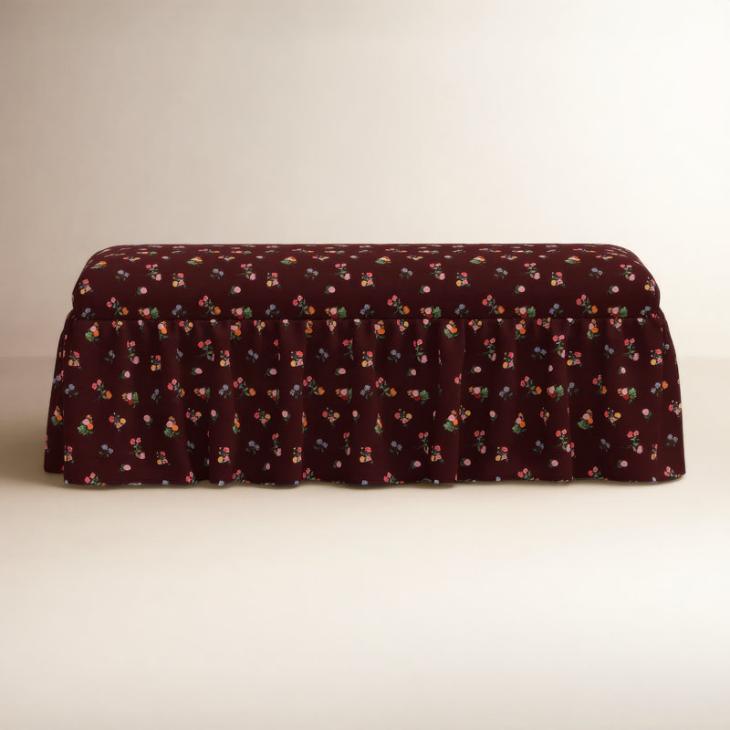Surrey Dining Bench In Dahlia Ditsy Burgundy, Red Flower