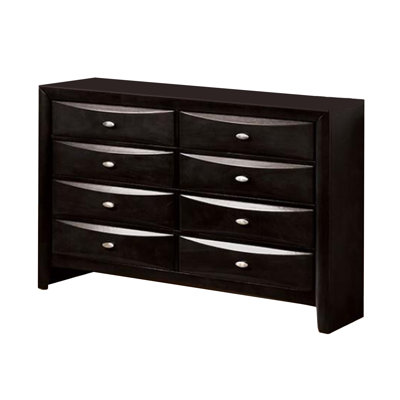 Ensemble de chambre complet, noir et nickel, ensemble 3 pièces avec commode et table de chevet