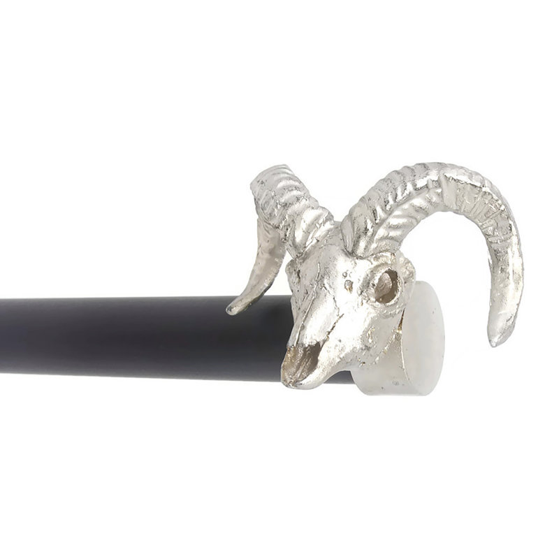 Tringle à rideaux simple Ram Skull Drapery, H 1 po x l 120 po x P 1 po, Argent/Noir