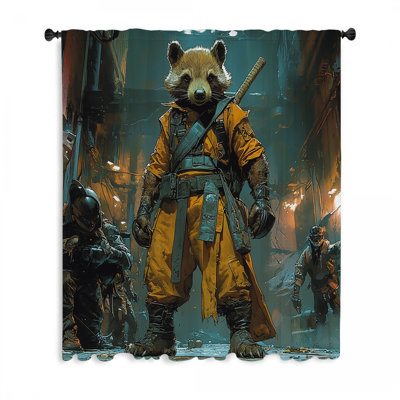 Raccoon Window Curtains, Animal Blockout & Sheer Curtains - 1 Panel