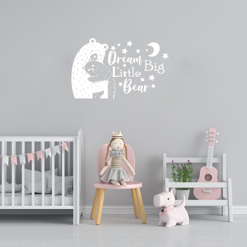 Adhésif décoratif Dream Big Little One Bear, H 15 po x l 22 po, Blanc