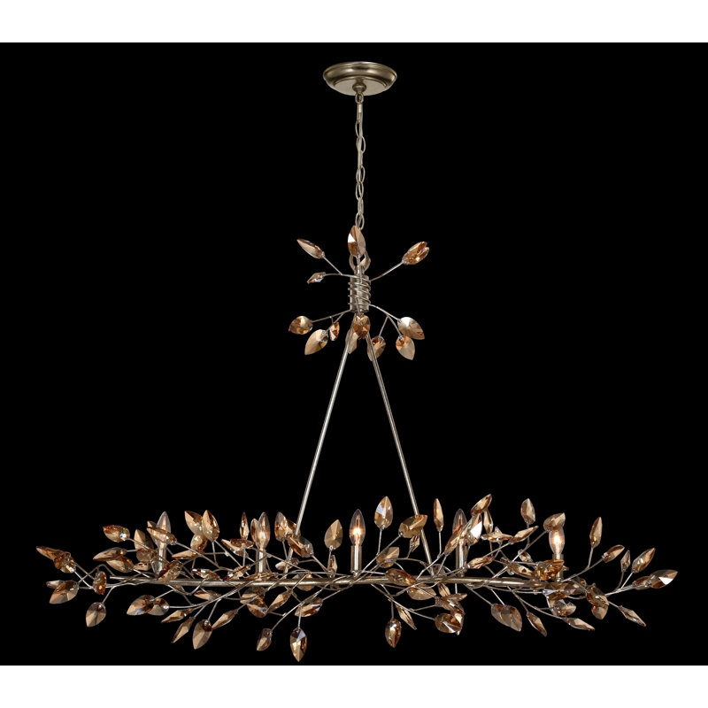 Luminaire suspendu linéaire à 5 lumières pour îlot de cuisine Bosley, Or antique / champagne