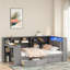 Lit de jour en bois avec tablettes de rangement, 2 tiroirs, station de charge, DEL, bureau et tête de lit tapissier-1034764346-1034764344
